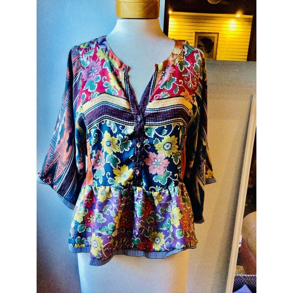Johnny Was Tops - Johnny Was cropped silk blouse EUC small